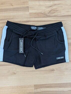 NWT Locker Gear Side Stripe Mini Shorts XXXL Black White Athletic